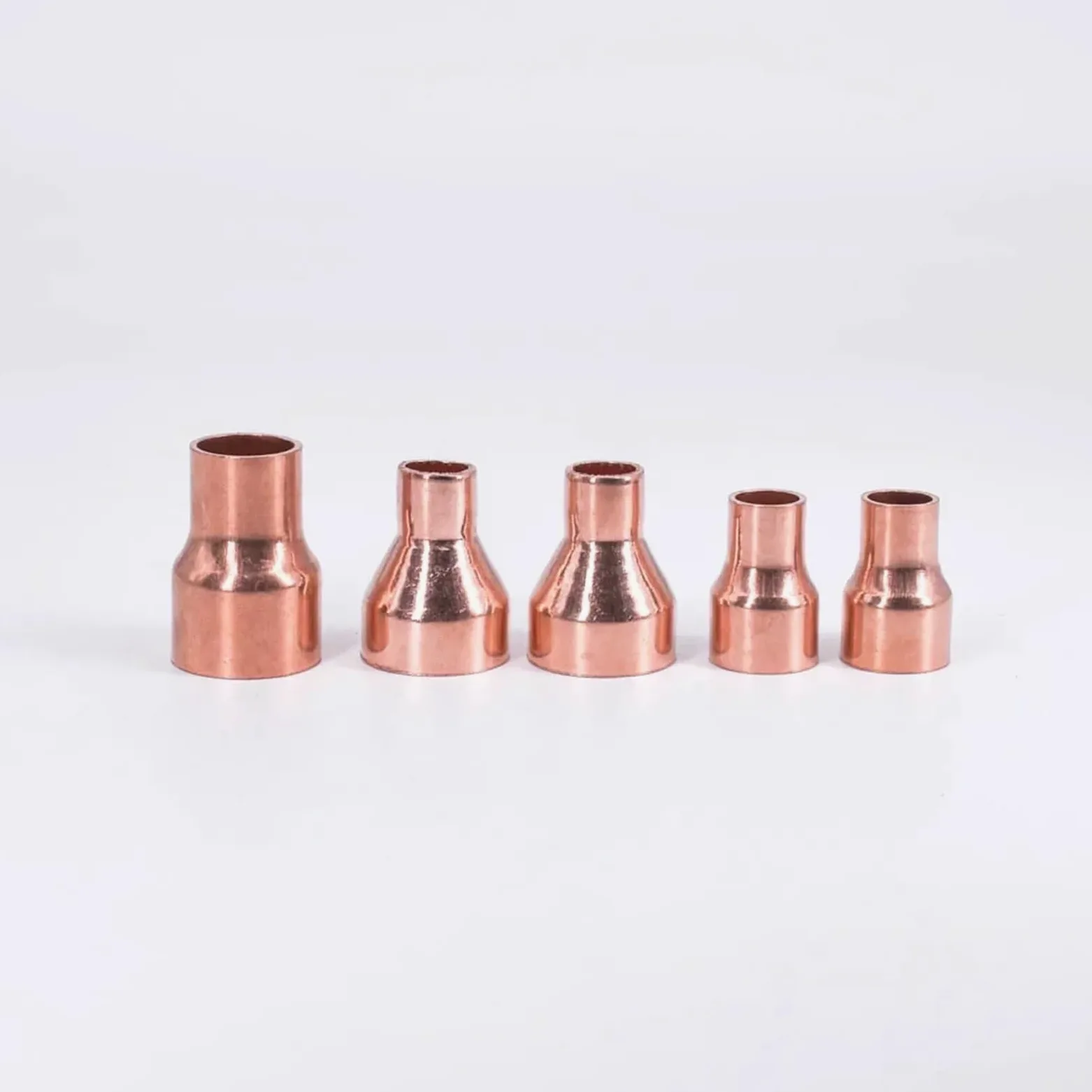 5pcs 6.35 8 10 12.7 15 16 19 25 28 32mm Pure Copper End Feed Solder Reducer Plumbing Pipe Fitting Connector Coupler Air Conditioner(38mm To 35mm) Brass Hose