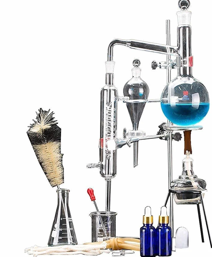 VejiA Aparato de extracción de aceites Esenciales 500 ml Equipo de Laboratorio Conjunto de Unidad de destilación Kit de cristalería de Laboratorio Destilador de Agua