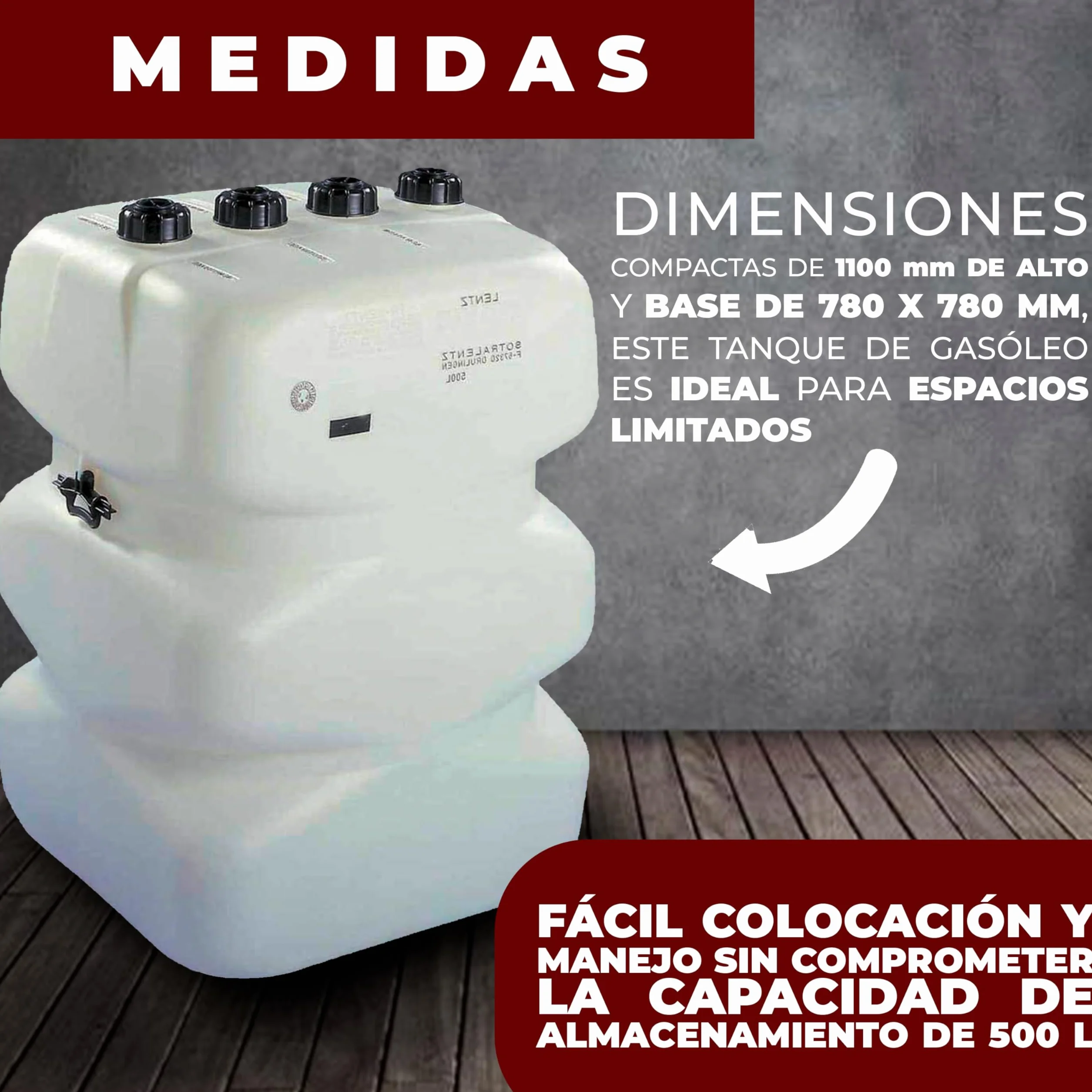depósito de gasóleo de 500 litros - tanque de gasóleo homologado, polietileno de alta densidad, resistente a la corrosión,apto para uso industrial y doméstico