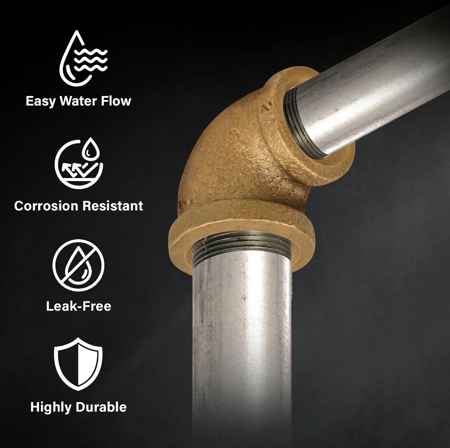 Everflow BRRL1124-NL codo reductor de latón de 90 grados sin plomo con extremos roscados hembra, construcción de latón, resistencia a la corrosión más alta económica y fácil de instalar