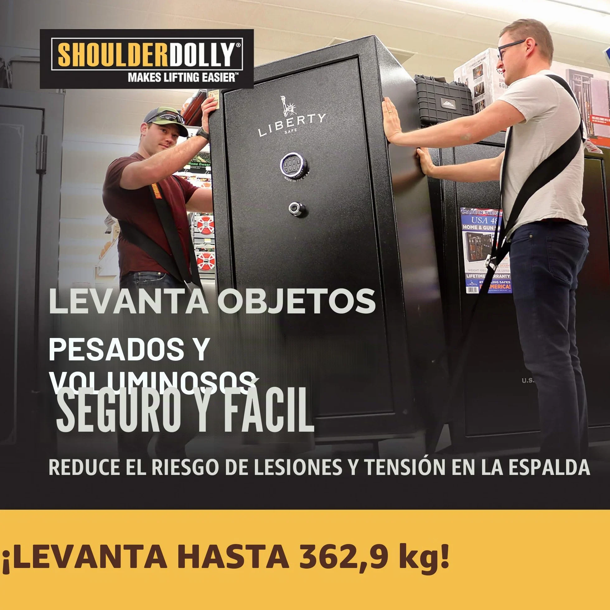 SHOULDER DOLLY correa de hombro para 2 personas, cinturón de transporte de 370 kg y 3,65 m