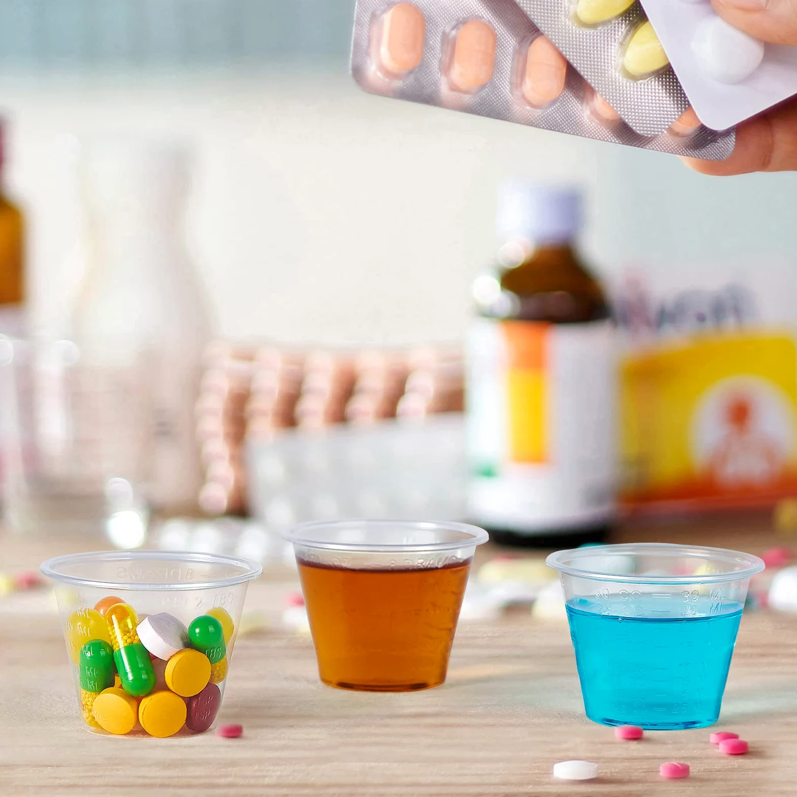 Paquete de 1000 vasos desechables para medicina (1 onza), tazas medidoras de plástico médico para fines médicos, o mezclar y medir resina, epoxi, artes y manualidades, pintura, cocina