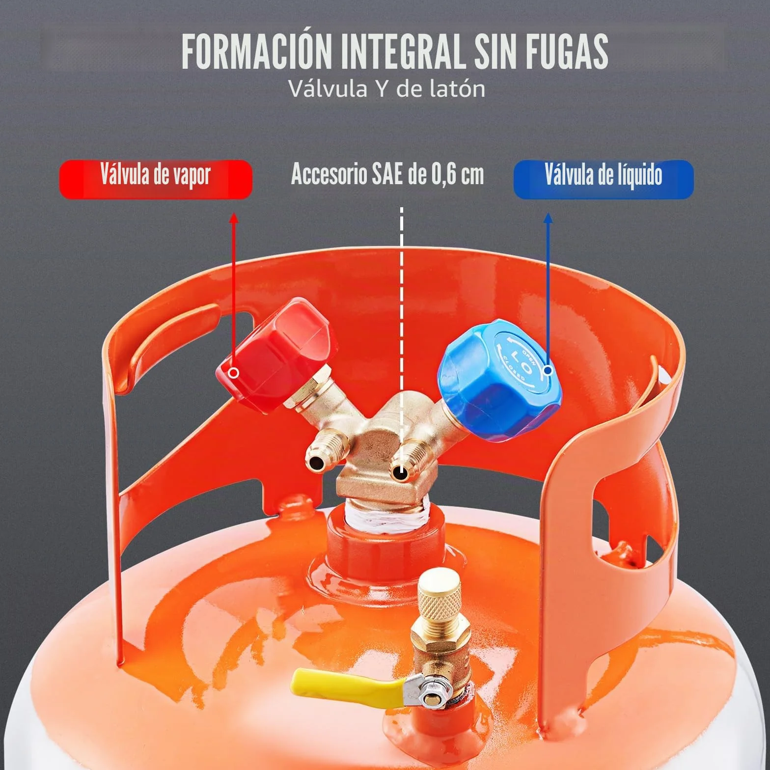 VEVOR Tanque de Recuperación de Refrigerante Capacidad de 50 libras Tanque Cilíndrico Portátil 400PSI con Válvula Y para Líquido Vapor Recipiente de Recuperación de Alto Sellado para R22/R134A/R410A