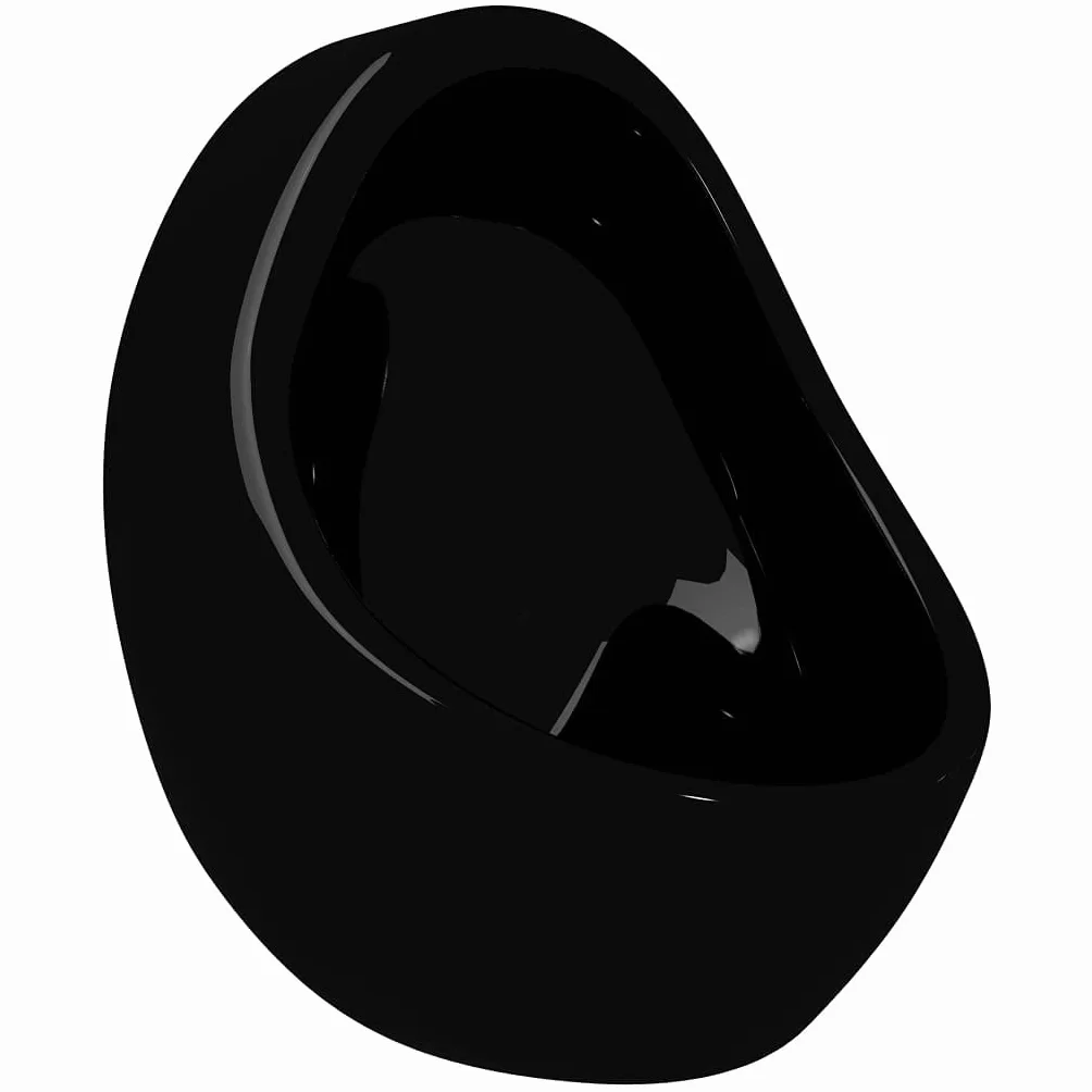 vidaXL Urinario Porcelana Montaje Pared Masculino Válvula Sifón Descarga Tubo Desagüe Incluidos Conjunto Inodoro Cerámica WC Diseño Forma Oval Negro