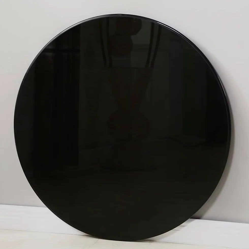 Tablero Redondo De Cristal Templado Negro Tablero De Vidrio, 60cm 65cm 70cm 75cm 80cm 85cm Tablero De Repuesto De Mesa, Cristal Para Tablero, Escritorio(65cm/25.6in)