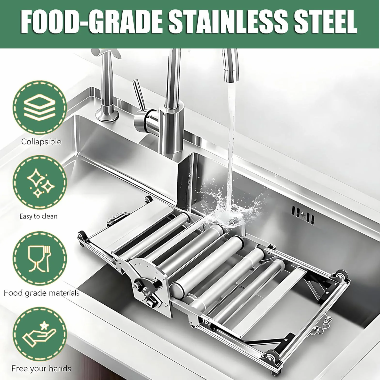 Laminadora De Masa Plegable, Laminadora Eléctrica De Acero Inoxidable, Grosor Ajustable De 1,8 a 3 Cm, Laminado hacia Adelante Y hacia Atrás, para Hojaldre Y Pastelería.