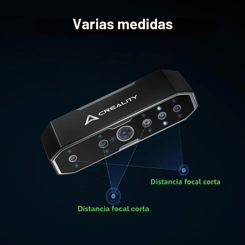 Creality CR-Scan Otter - Escáner 3D (0,02 mm, visión estéreo de cuatro lentes, escaneo a color de 24 bits para objetos de 10 a 2000 mm, color negro/metálico sin pulverización)