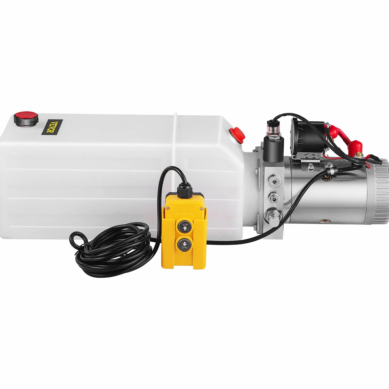 VEVOR Bomba Hidráulica con Simple Efecto 8L para Remolque de Coches Depósito de Plástico Bomba Hidráulica Remolque Tanque 12V Bomba Hidráulica con Efecto Simple para Remolque Volquete