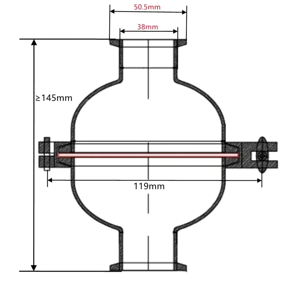 Válvula De Filtro Esférica, Diámetro Exterior De Tubería De 38/76 Mm, 1,5", 2" Y 3", Abrazadera Triple, Válvula Sanitaria En Línea De Acero Inoxidable 304, Descarga For Cerveza Casera(38mm K50.5mm,500