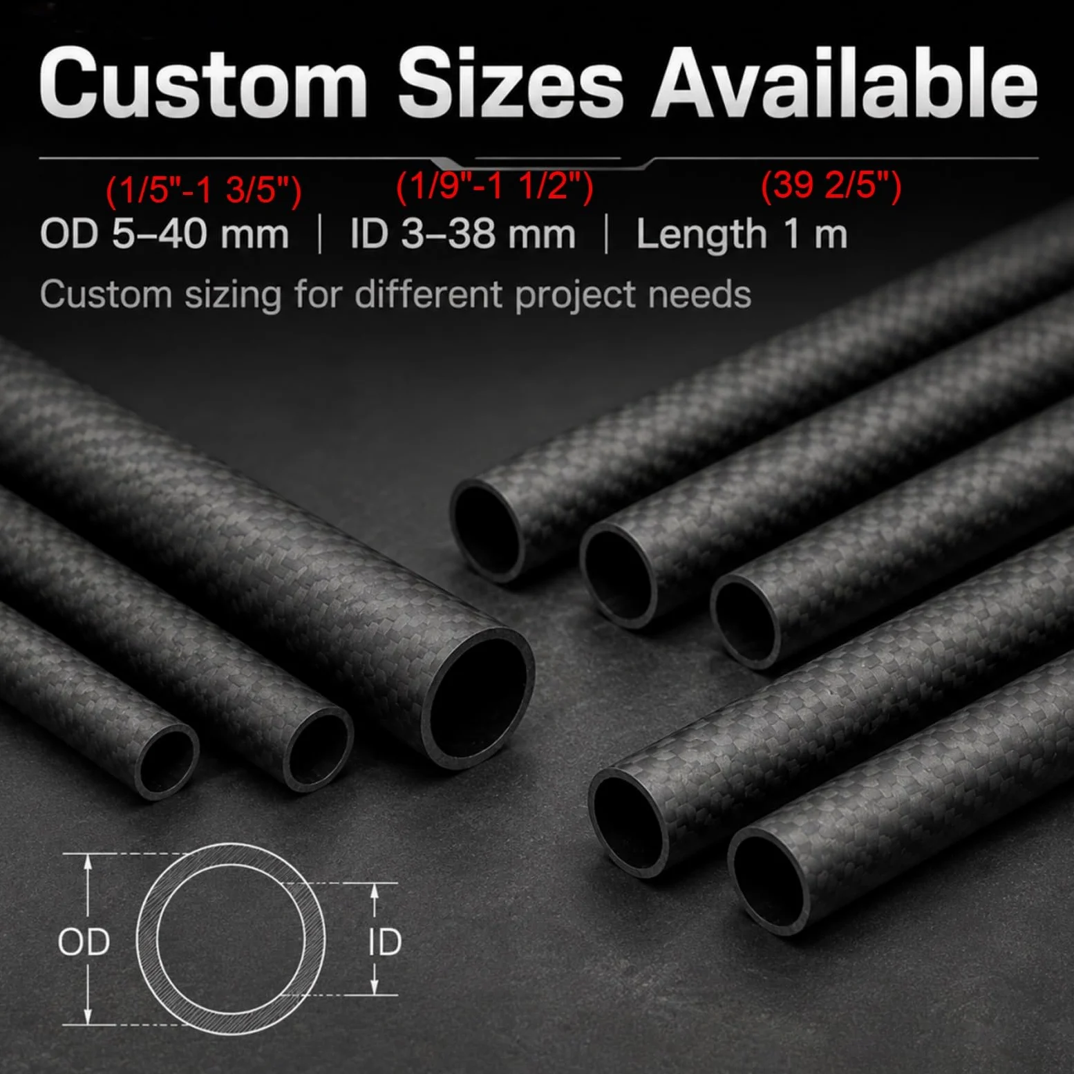 Tubo De Fibra De Carbono Tubo De Fibra De Carbono Inoxidable De 1000 Mm | Tubo Hueco Resistente De Fibra De Carbono Compuesto Enrollado Para Manualidades/veleros(27x21x1000MM)