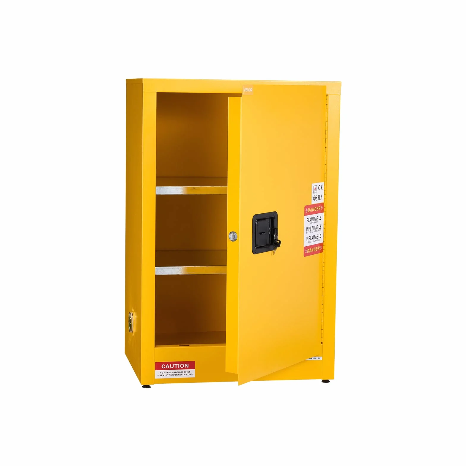 VEVOR Gabinete para Materiales Inflamables, Gabinete Ignífugo 59 x 46 x 90 cm de 49,21 L de Acero Laminado en Frío y Galvanizado con Estante Ajustable para Uso Comercial/Doméstico, Amarillo