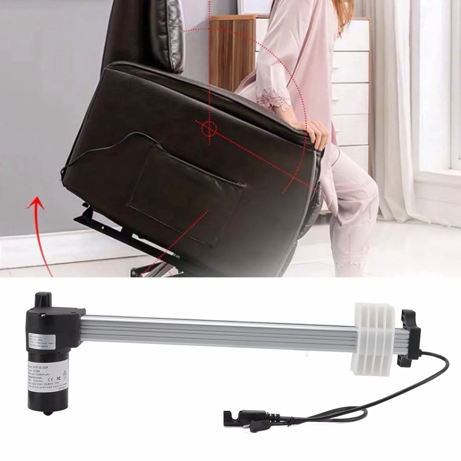 Sillas Elevadoras De Sofá Reclinables Eléctricas Actuador De Motor De Sofá Reclinable Eléctrico Carrera De 333 Mm Protección IPX4 DC29V Para Sillas Elevadoras De Sofás Eléctricos