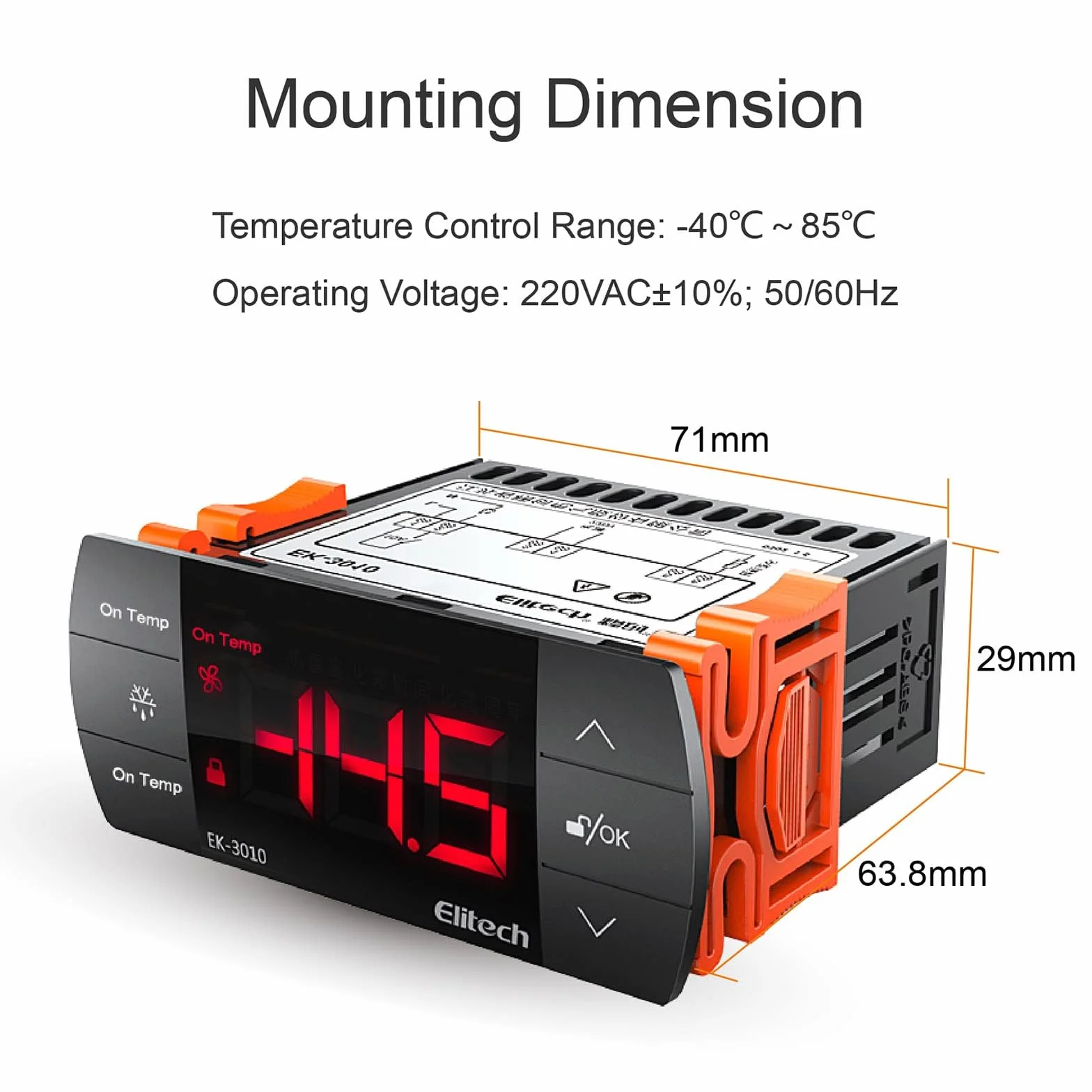 Elitech EK-3010 Termostato Digital para Calefacción y Enfriamiento Hogar Cámara Fría
