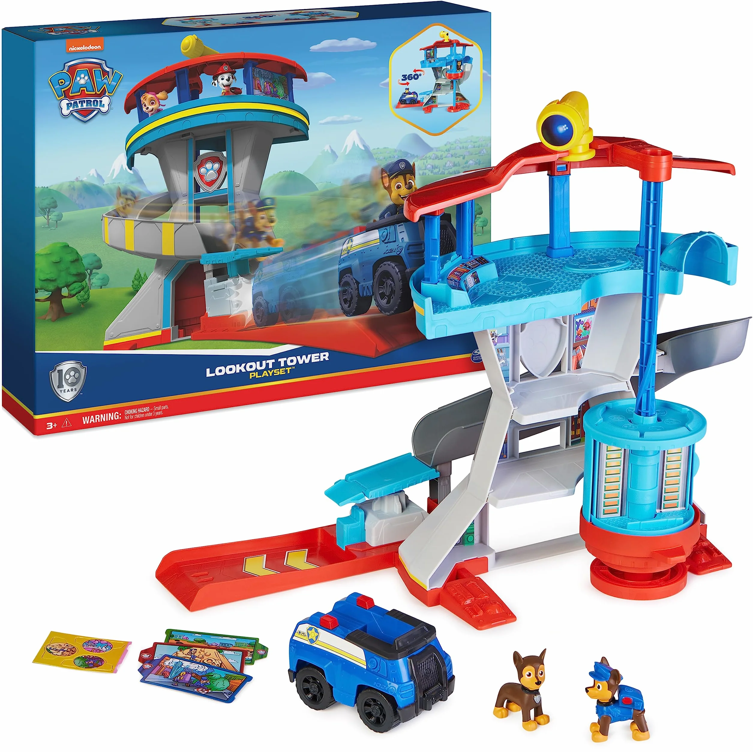 Paw Patrol Patrulla Canina Centro de Mando con Lanzador de Coches, 1 Coche Policía, 2 Figuras Chase, Juguetes Niños 3 Años+