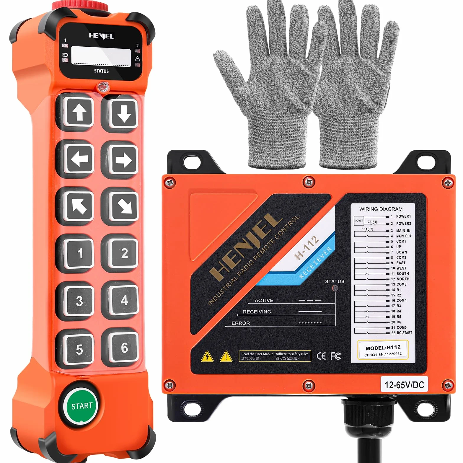 12 Canal 12V 24V 48V grúa industrial inalámbrica de radio de control remoto para polipasto eléctrico de cadena puente grúa viajera volquete remolque de camiones transmisor y receptor