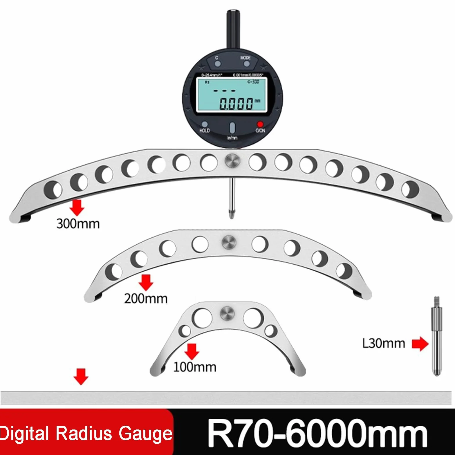Medidor Electrónico de Radio con Mandíbula Intercambiable 0-25.4 mm