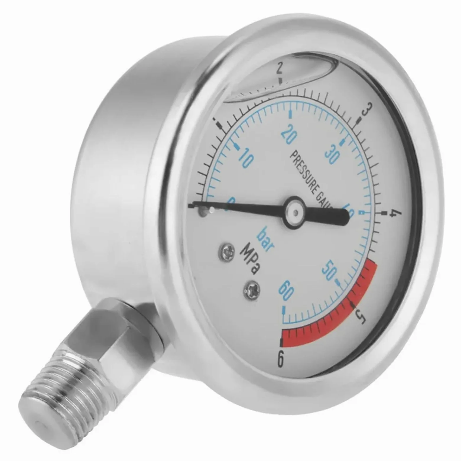 Manómetro de presión de Agua hidráulico de 0 a 60 Bar y 0 a 6 MPa, 1/4" NPT, Esfera de 60 mm, Herramienta de medición de presión, manómetro Digital.