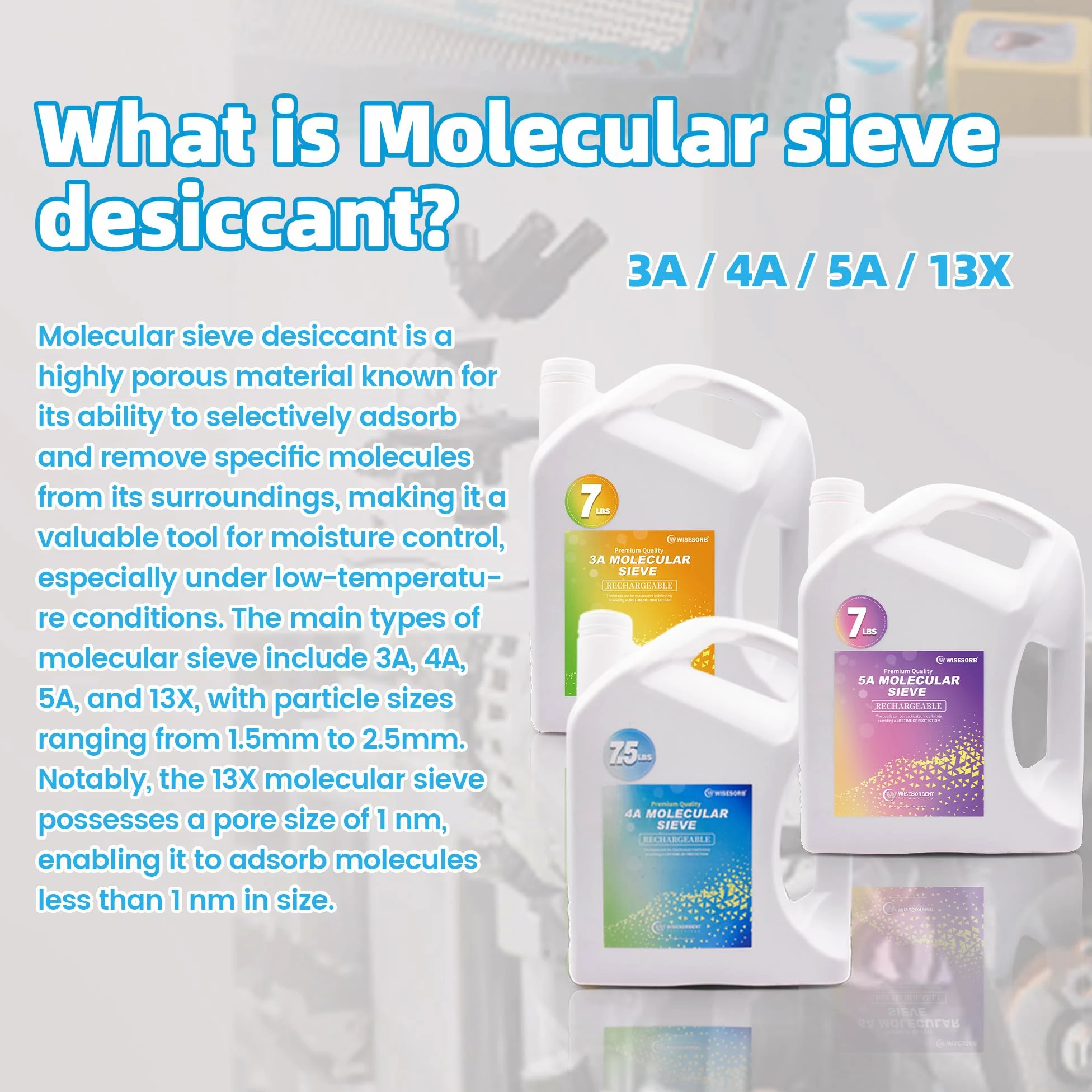WiseSorb – 3,12 kg Tamiz Molecular 3A – Bolitas desecantes reutilizables con indicador, absorbente de humedad para armarios, almacenamiento, electrónica y herramientas