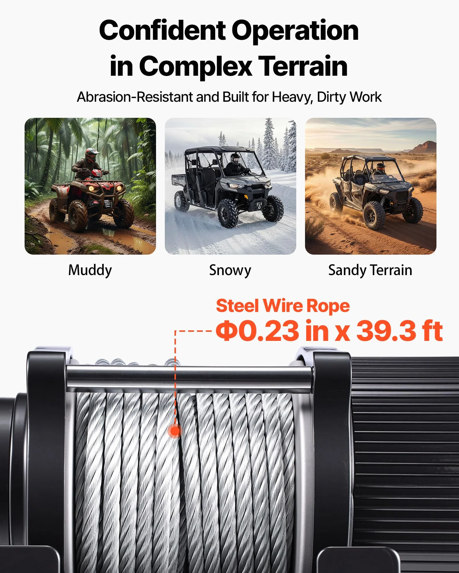 VEVOR Cabrestante Eléctrico 12V 2041 kg para ATV UTV con Cuerda de Acero 6 mm x 12 m, Motor 1,6 kW, IP54, Control Remoto con Cable e Inalámbrico con Guía de Rodillos, Placa de Montaje para Todoterreno