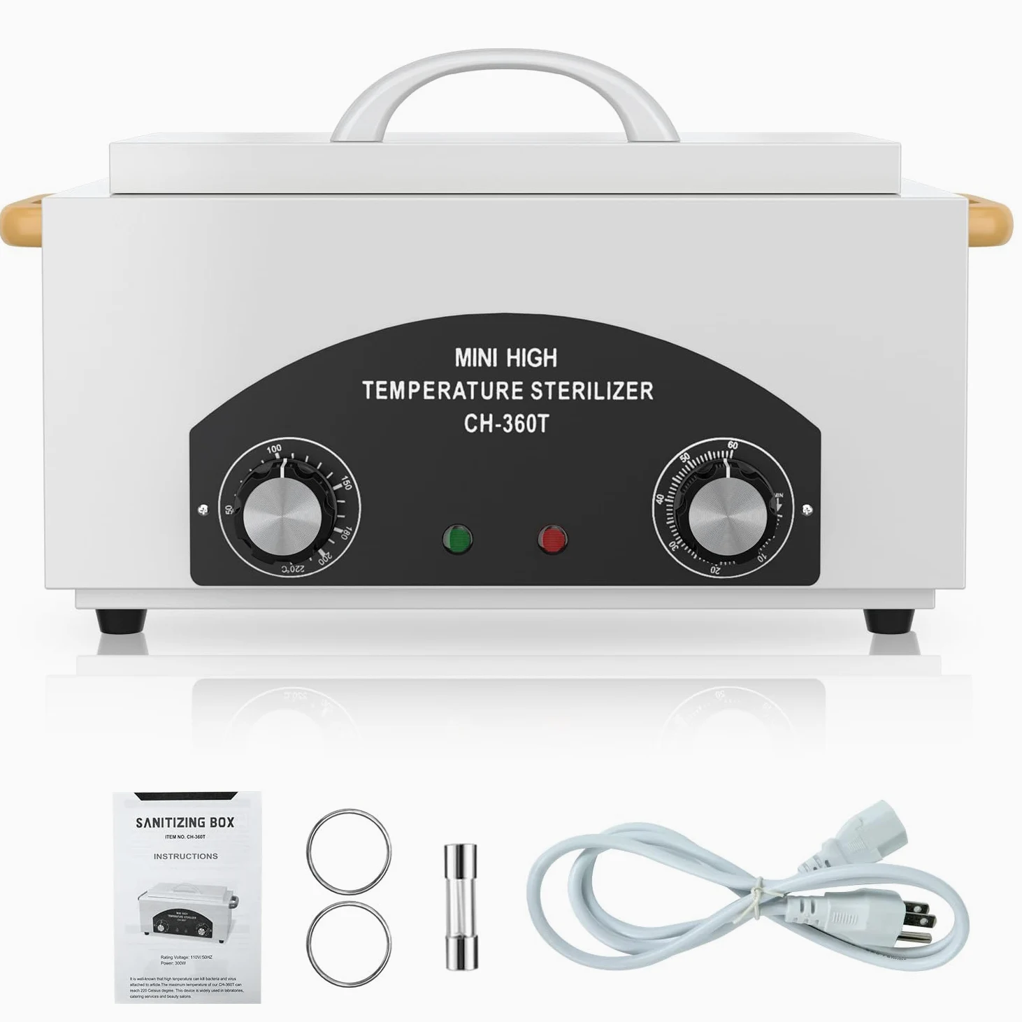 Máquina limpiadora de herramientas de metal de alta temperatura, caja de limpieza de calor seco de 2 litros con ajuste de temperatura y tiempo, gabinete de limpieza con asa, para salón de belleza