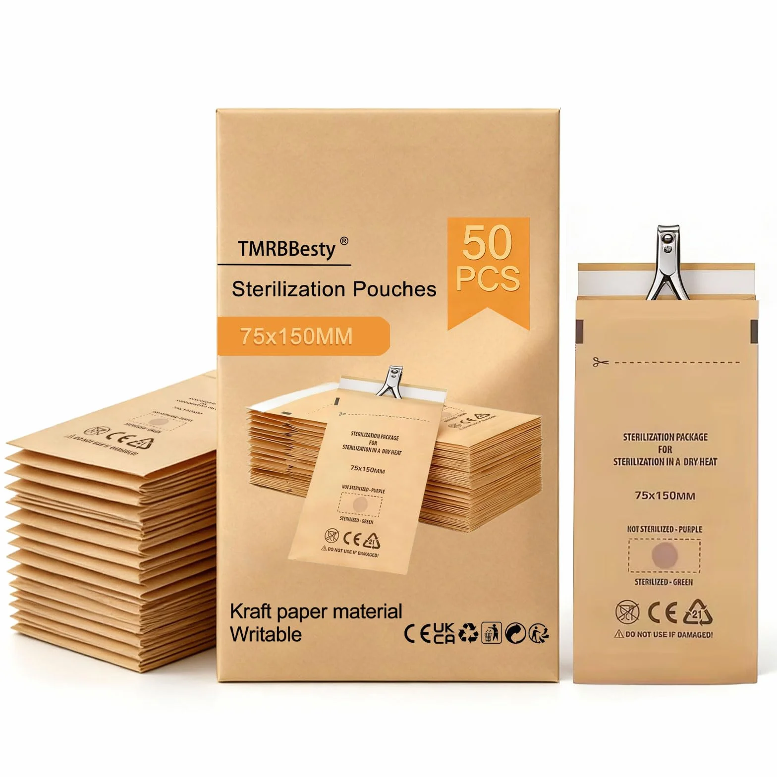 Besty Bolsa de Esterilización Profesional 50PCS 75x150mm Papel