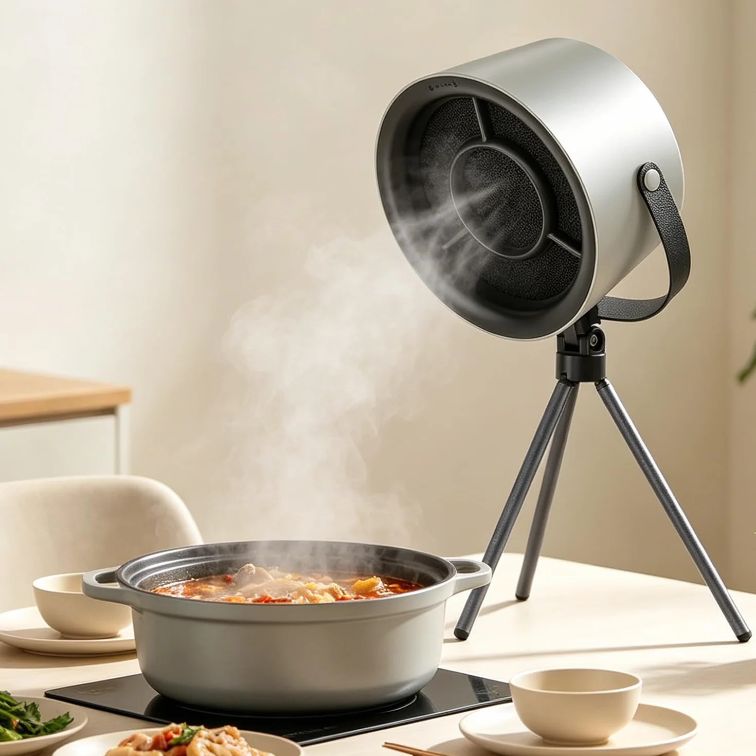 Campana extractora portátil 9 W mini con trípode extraíble 3 velocidades para camping RV barbacoa cocina