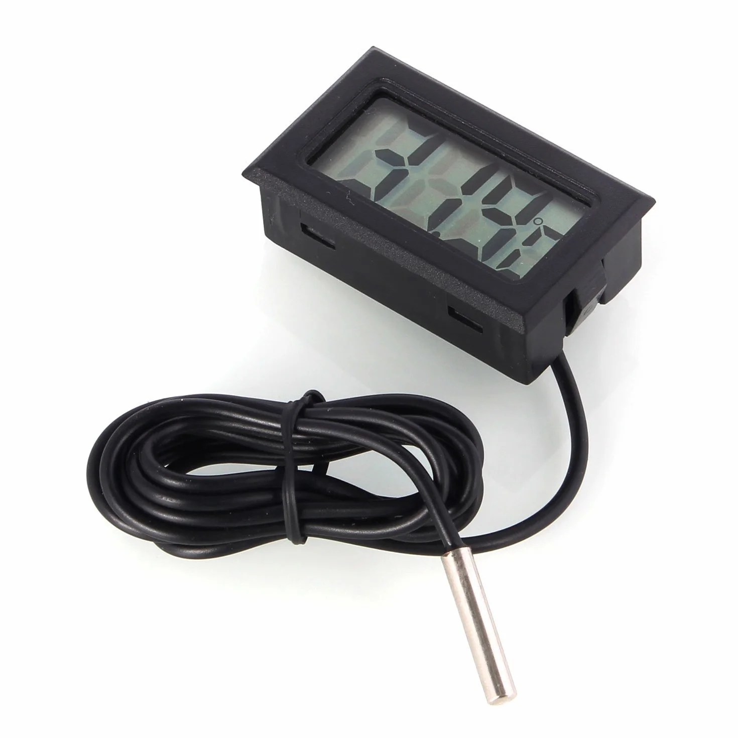 DollaTek Monitor de Temperatura Digital LCD Termómetro con Sonda Externa para Refrigerador Congelador Acuario - Negro