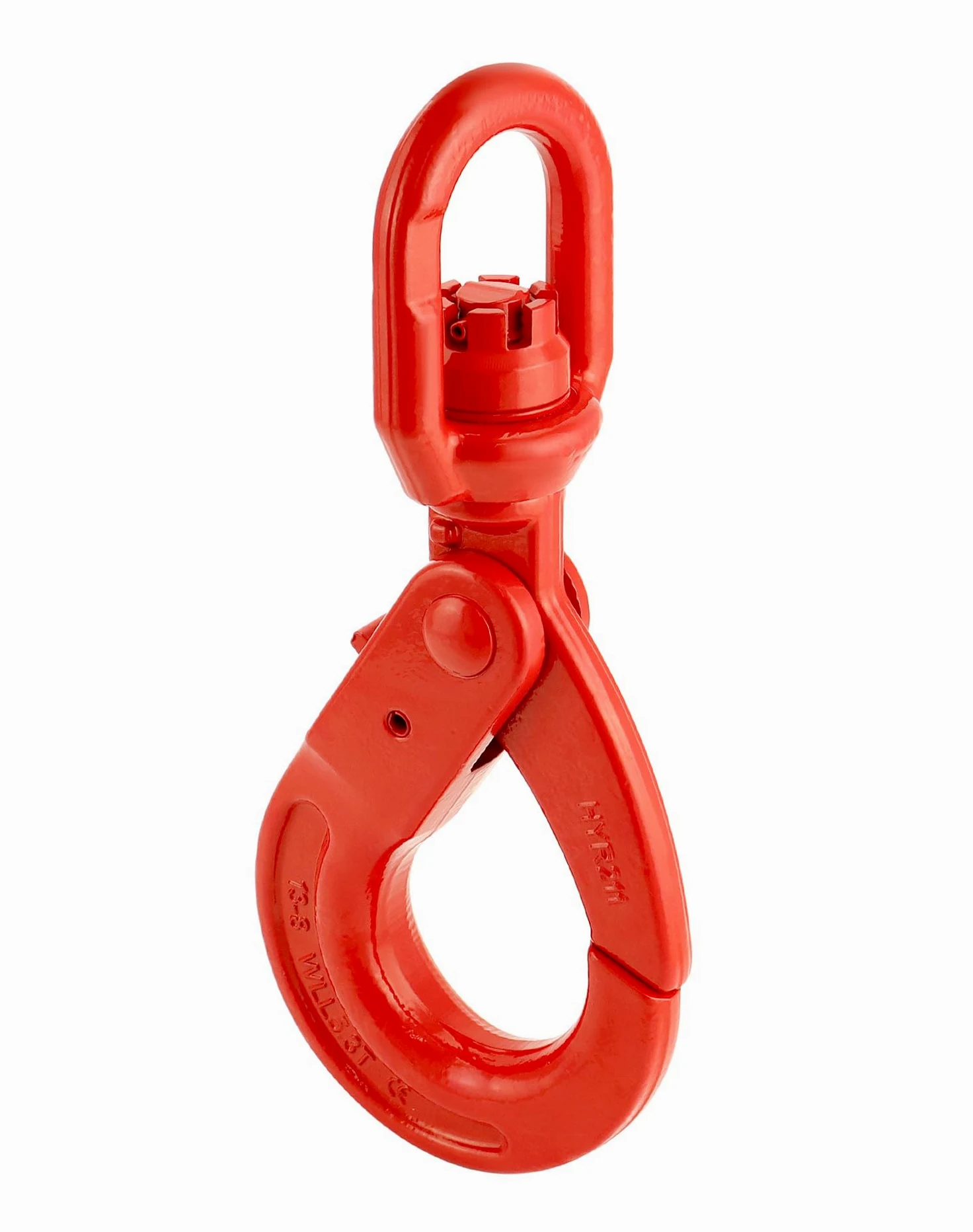 QWORK Gancho giratorio de acero forjado de grado 80, gancho de seguridad, gancho de elevación de 10000 libras, gancho de bloqueo fuerte forjado en gota, ojos giratorios grandes de 1,27 cm, acabado