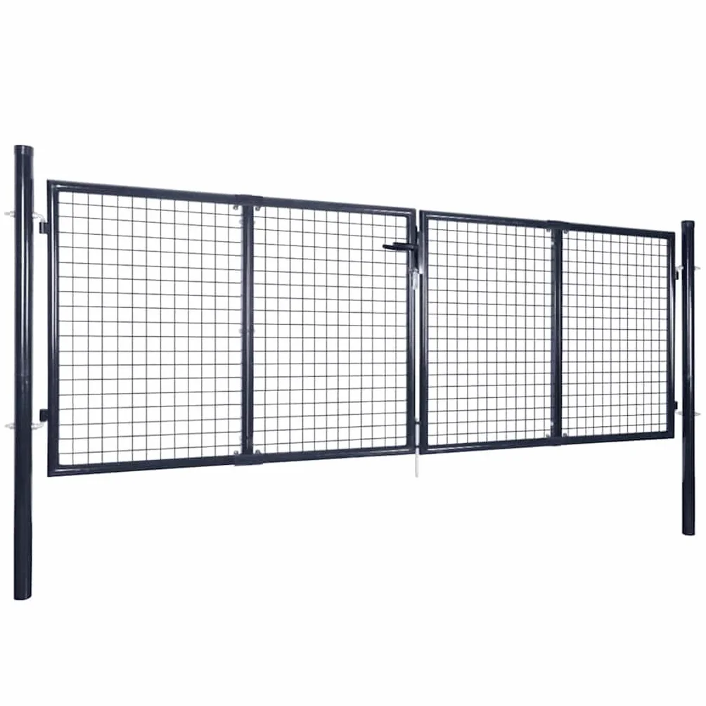vidaXL Puerta de jardín de malla acero galvanizado 300 x 100 cm gris