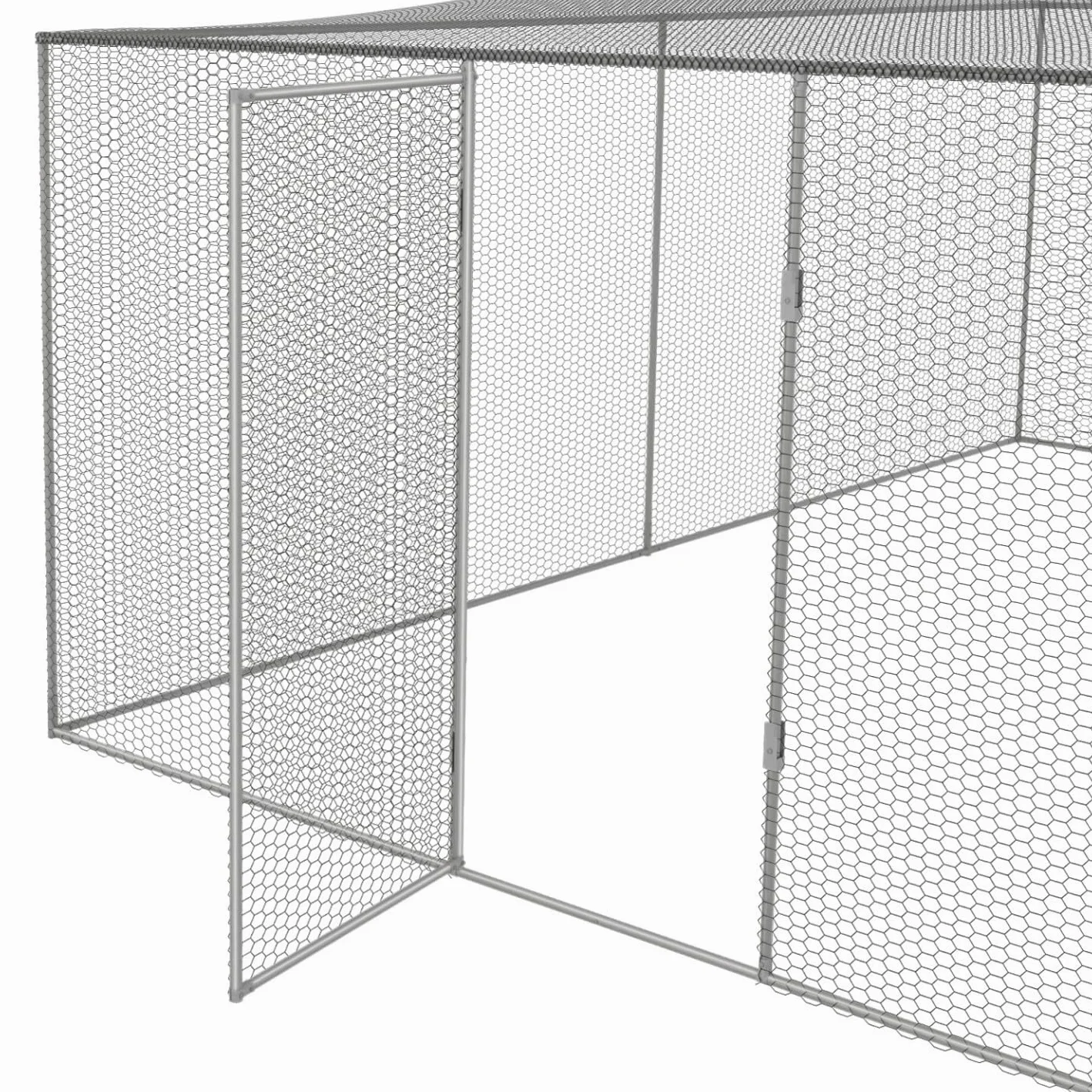 IDMarket - Voladera de 12m², jaula para aves 3x4M, parque con rejilla, techo con malla, acero galvanizado