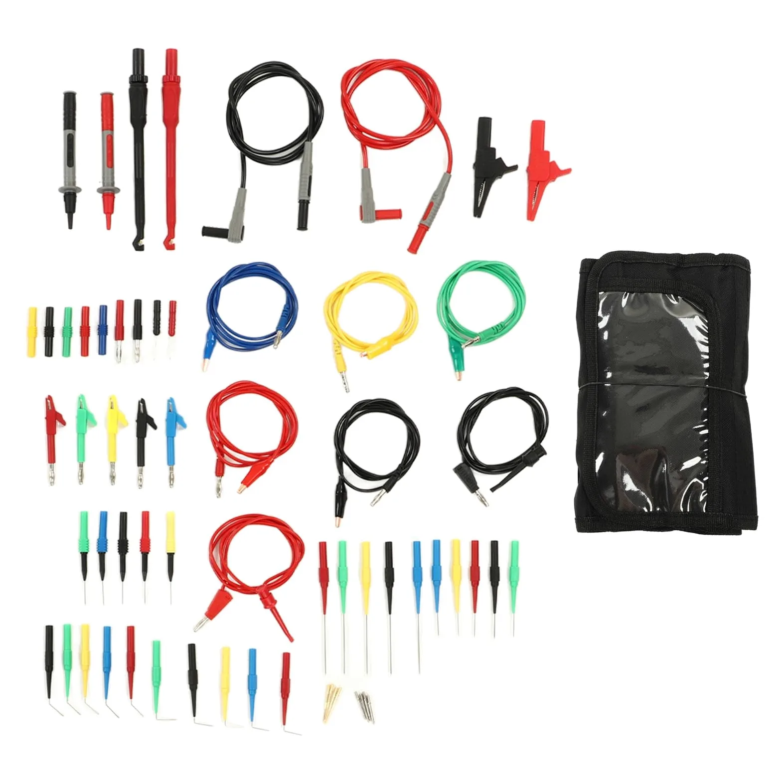 Juego de cables de prueba para multímetro de 62 piezas, puntas de prueba para multímetro digital con enchufe de banana, pinza de cocodrilo y sonda de aguja; kit de gancho de prueba