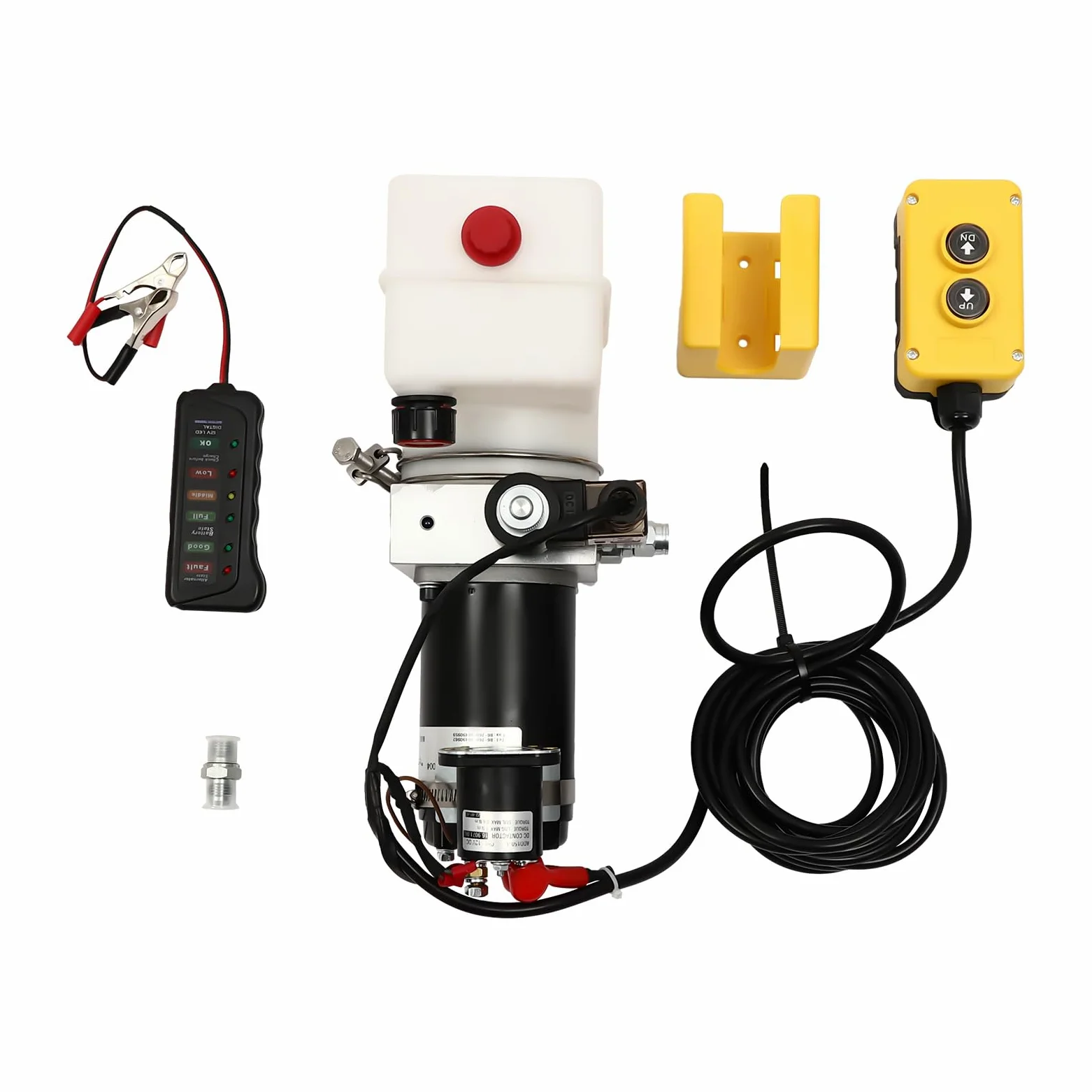 Bomba hidráulica de 12 V, 800 W, 1,5 L, prensa hidráulica con conector y carcasa de interruptor, 2850 rpm, bomba hidráulica eléctrica de acción simple para camión volquete, descarga, elevación
