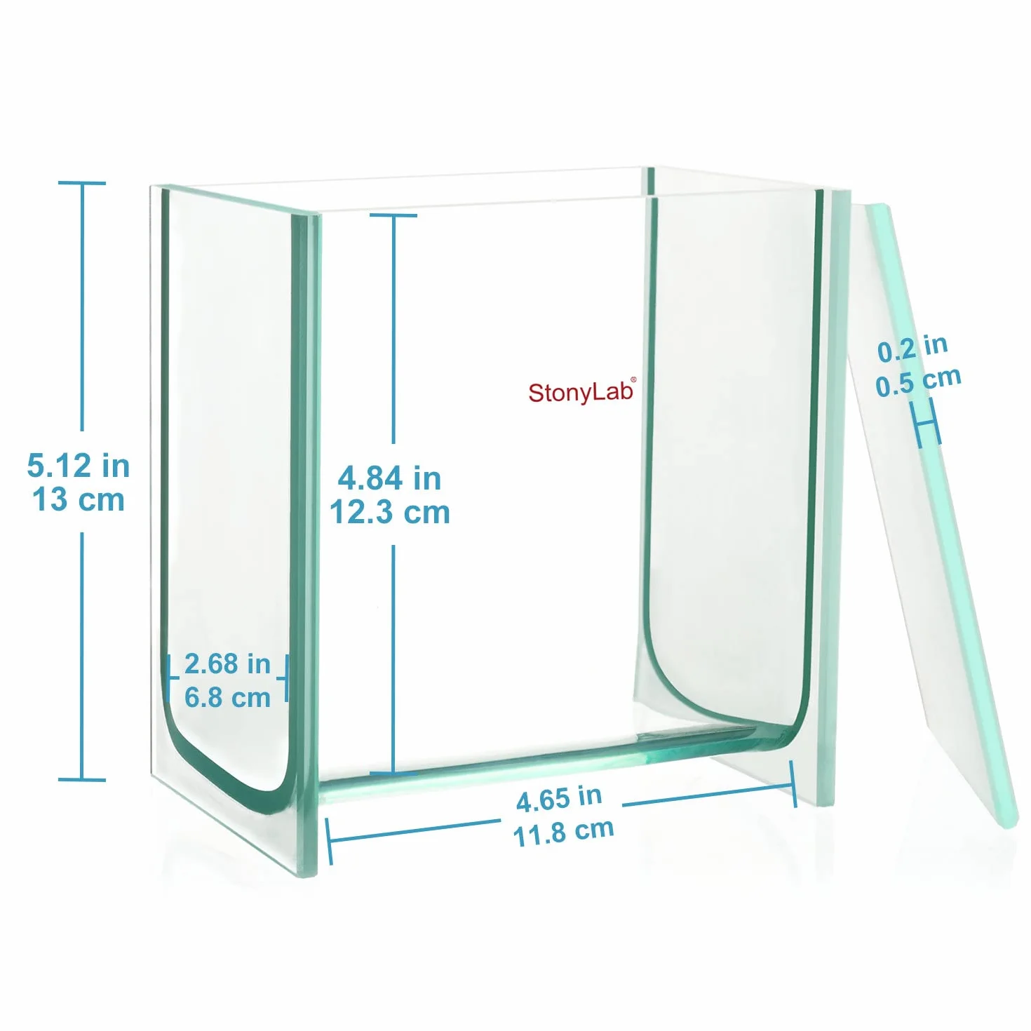 stonylab TLC Tanque de Revelado, Cromatografía Cuadrada de Vidrio Borosilicato de Servicio Pesado Cámara de Revelado TLC con Tapa para Investigación de Lab, 100 x 100 mm