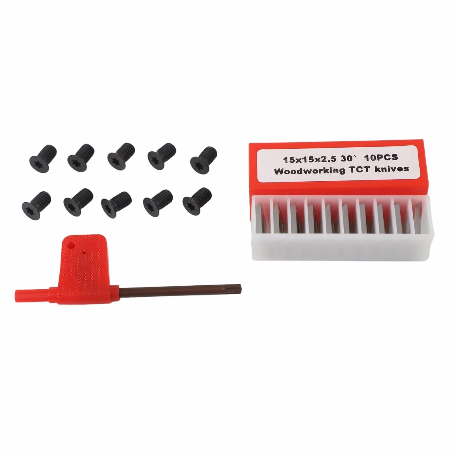 Insertos Cuadrados Carburo 15x15x2.5 mm 4 Cortes Chaflán 4R0.5 Bisel 30° Torno Madera