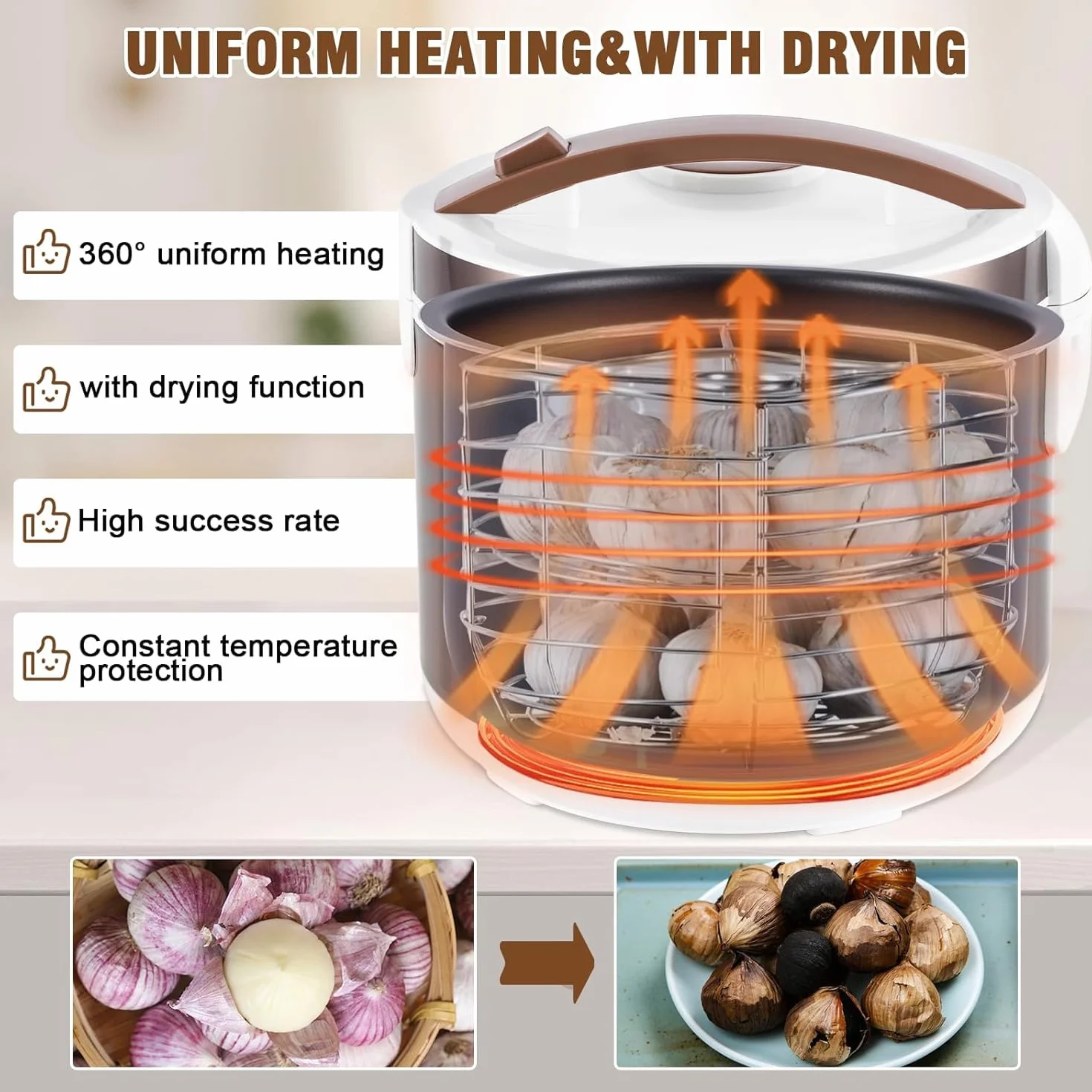 YUCHENGTECH Fermentador de Ajo Negro 6L Automático Inteligente con Control de Tiempo y Temperatura