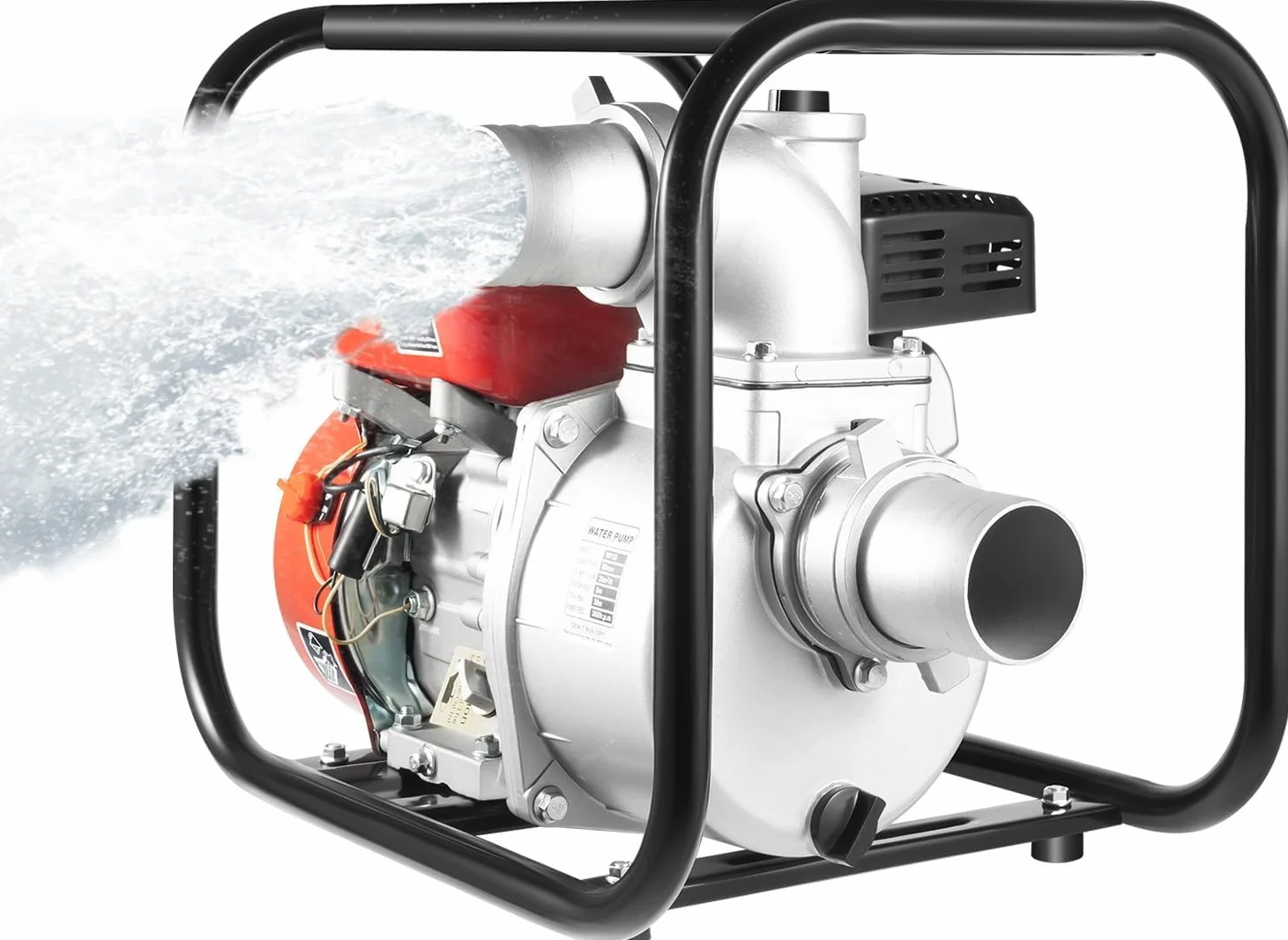 Bomba de agua de motor de gasolina de 7,5 CV, 35,000 L/H y altura de extracción de 30 m, bomba de transporte de agua con conexión de 3,5 pulgadas, motor de 4 tiempos, bomba de agua sucia con manguera