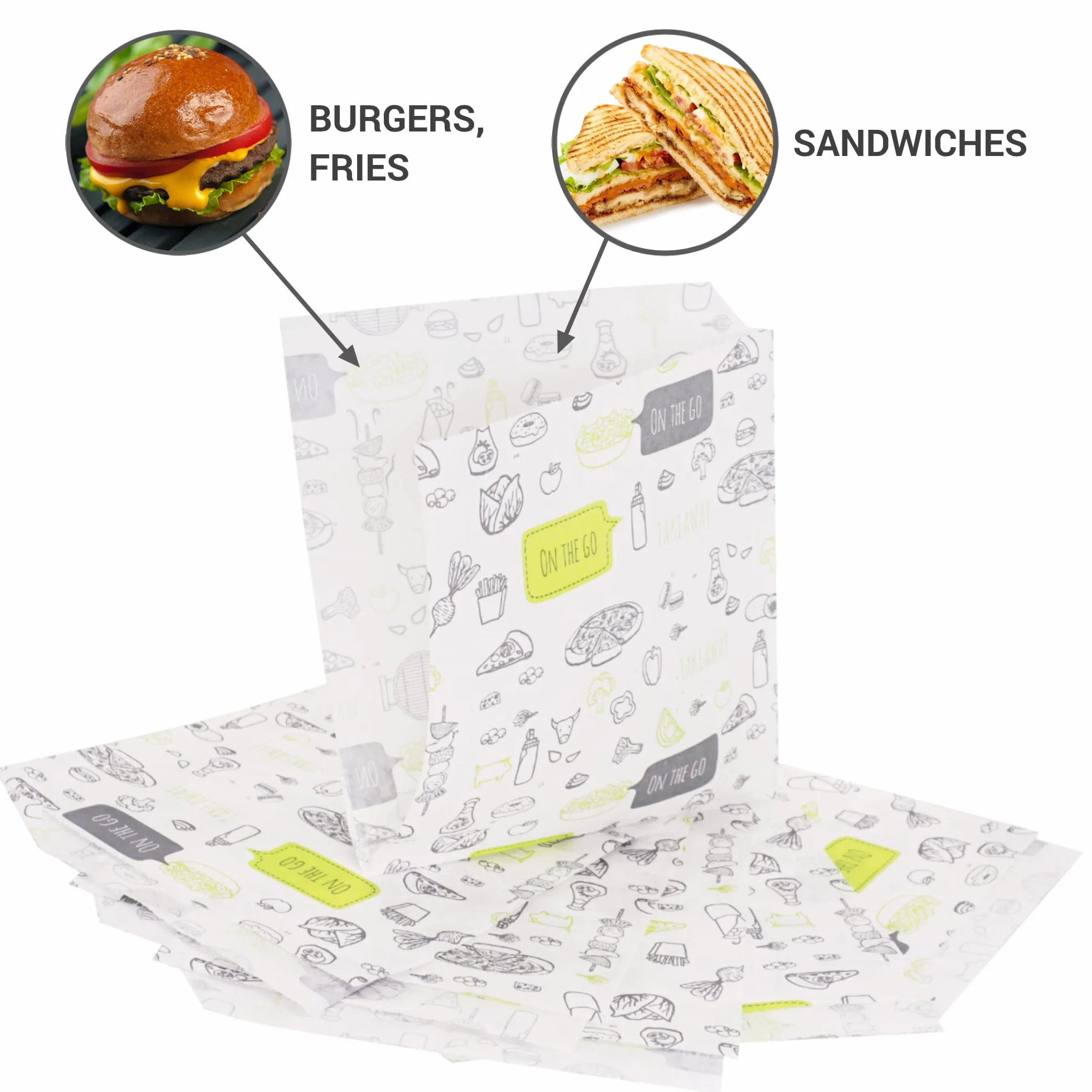 SKIR'CO Bolsas de papel para envasado de alimentos 13 x 13 cm a prueba de grasa 750 piezas