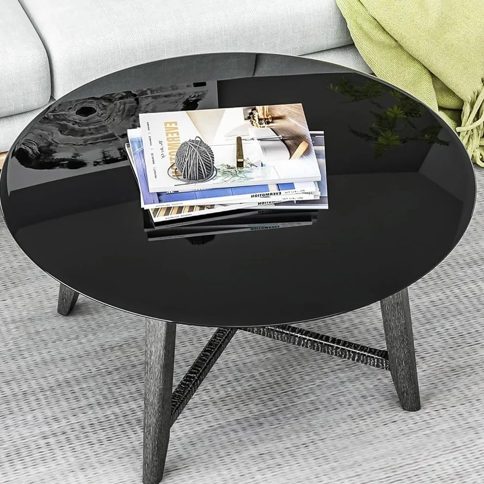Tablero Redondo De Cristal Templado Negro Tablero De Vidrio, 60cm 65cm 70cm 75cm 80cm 85cm Tablero De Repuesto De Mesa, Cristal Para Tablero, Escritorio(65cm/25.6in)