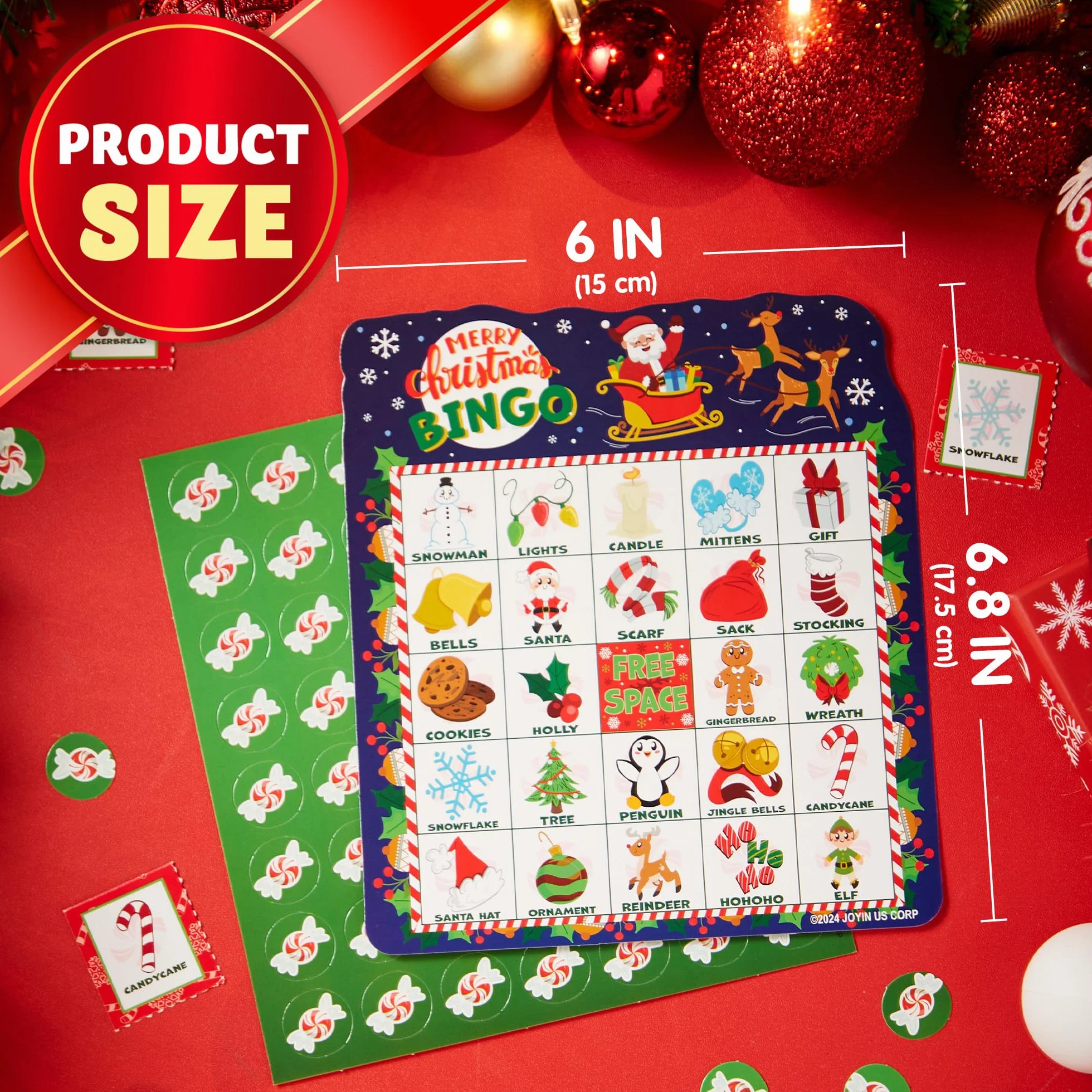 JOYIN Juego de cartas de bingo de Navidad para 30 jugadores, 3 colores