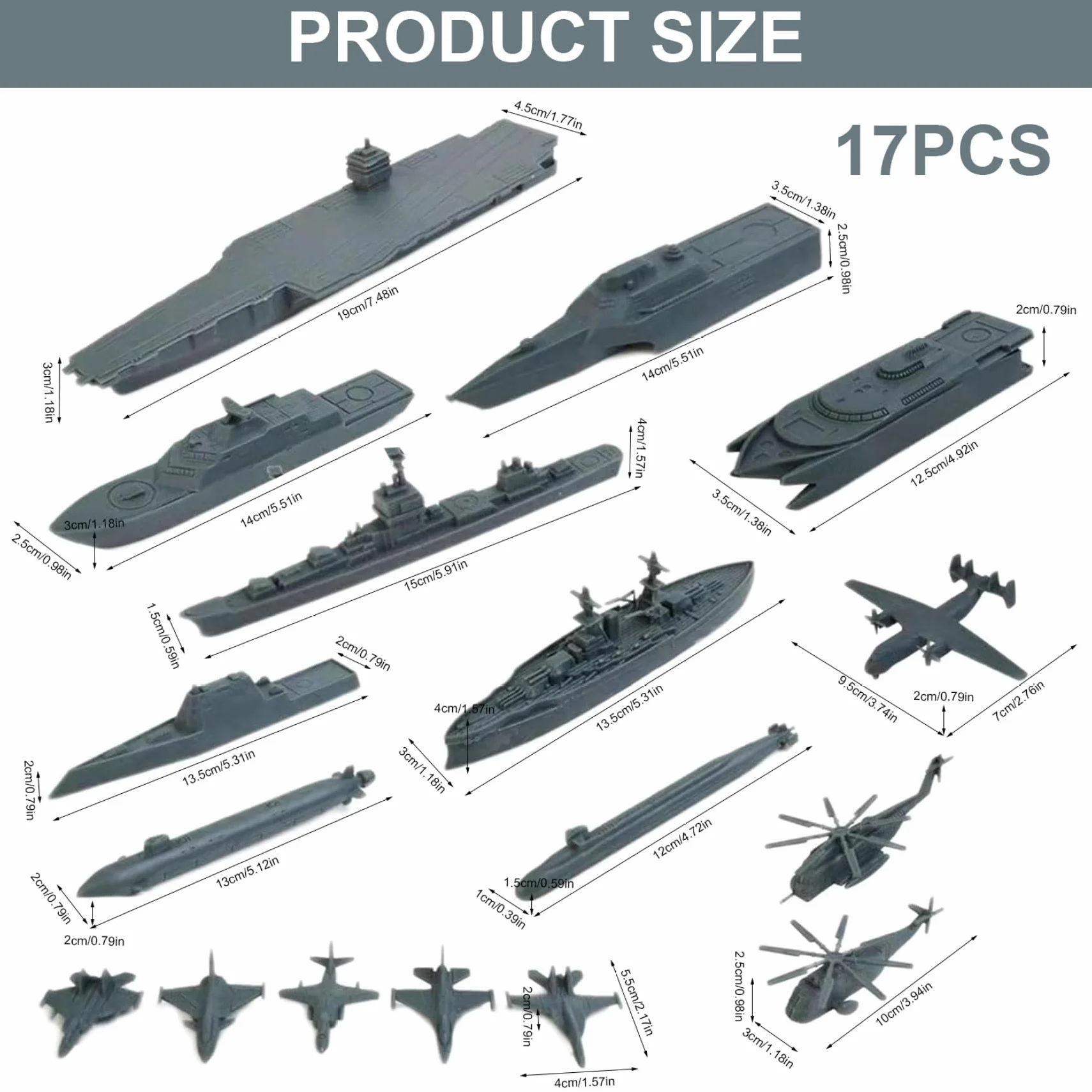Portaaviones Juguete 17 Piezas Aviones Combate Acorazados Submarinos Plástico