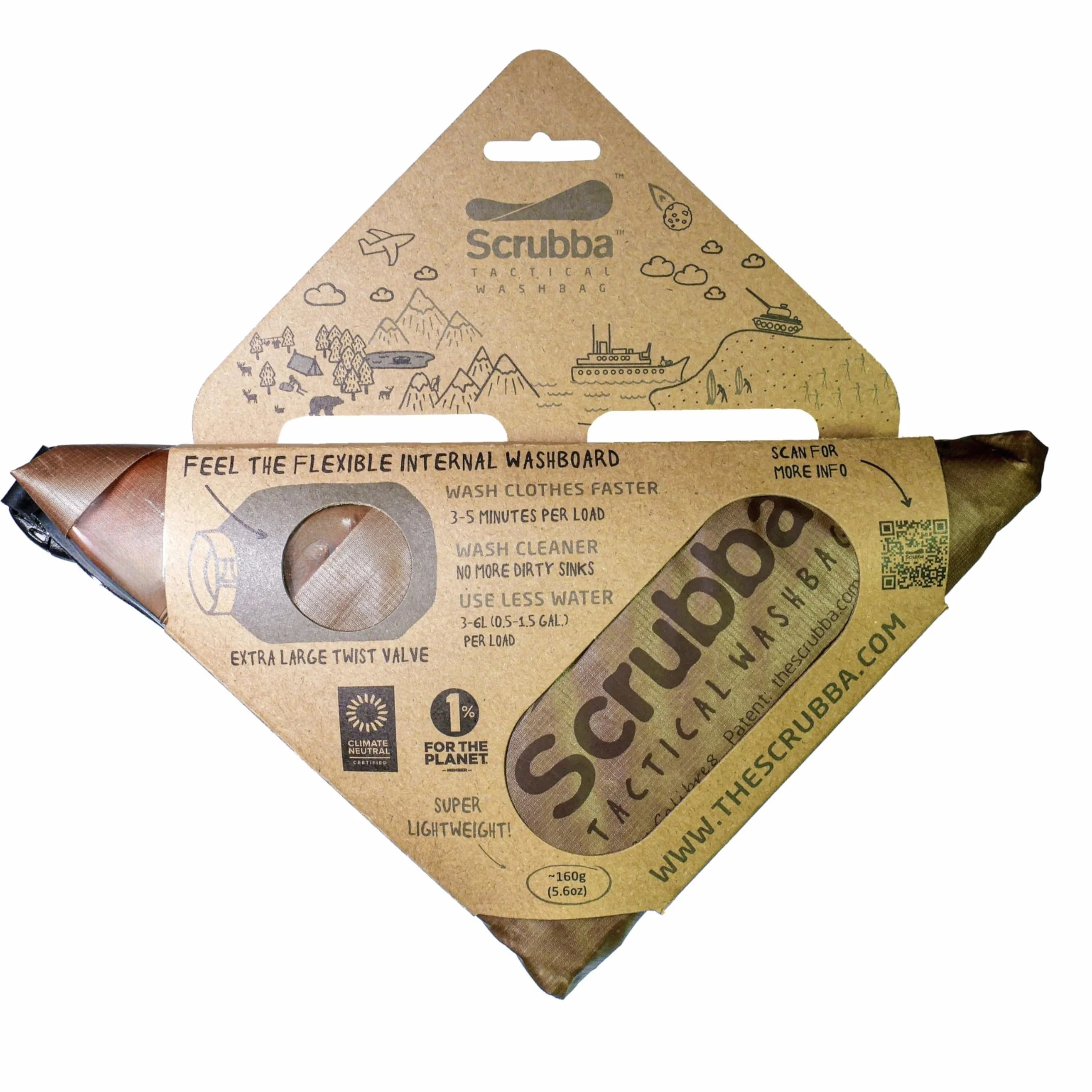 Scrubba Tactical Bolsa de Lavado Portátil 2.0 - Sistema de Lavado Impermeable para Viajes Camping Senderismo