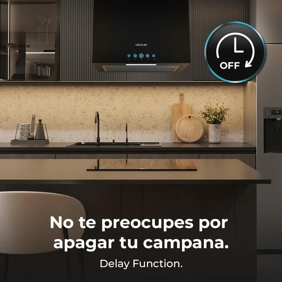 Cecotec Campana Extractora 38cm Isla Cuadrada Bolero Flux Ict 388000 Black A++ Negro 800m3/h 210W