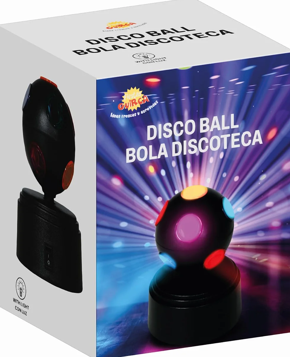 Bola de Discoteca LED Negra 9x9x12 cm Decoración Party con Efecto Luminoso a Pilas