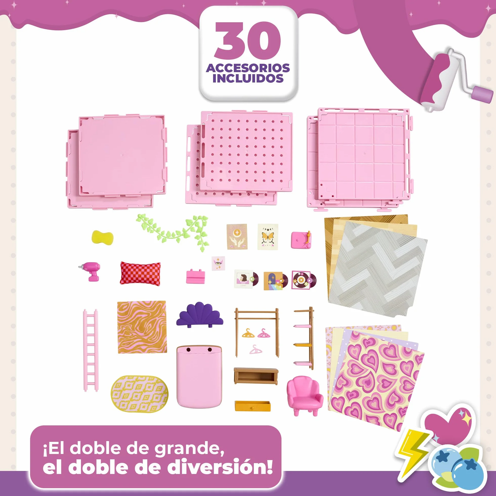 Bizak Suite Spaces Diseña tu Dormitorio Deluxe Set DIY Modular XL Personalizable con Doble Espacio 30 Accesorios