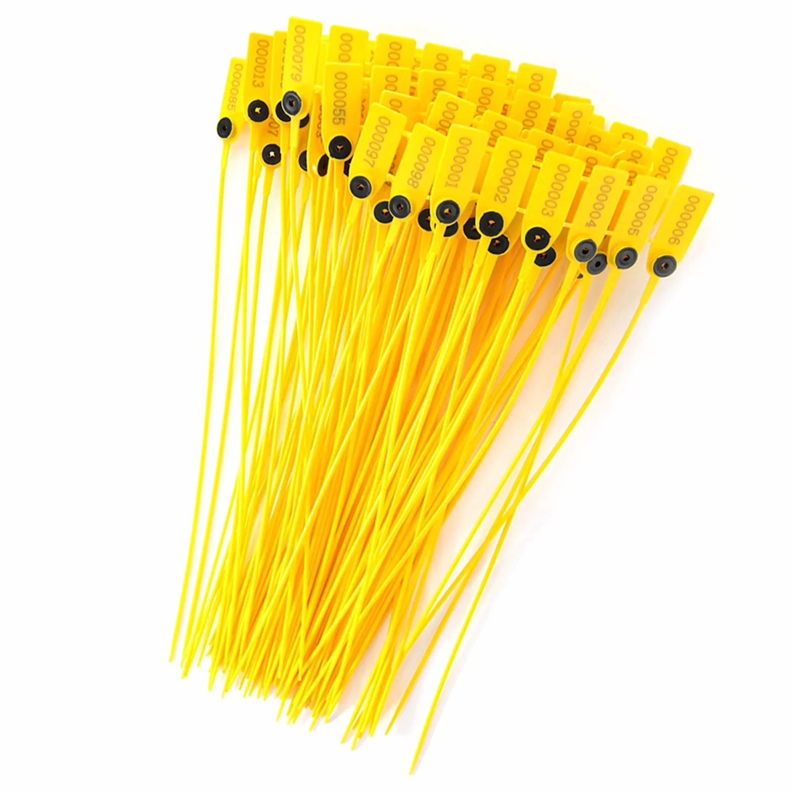 Precintos de seguridad de plástico amarillo 40 cm para camión con número, a prueba de manipulaciones