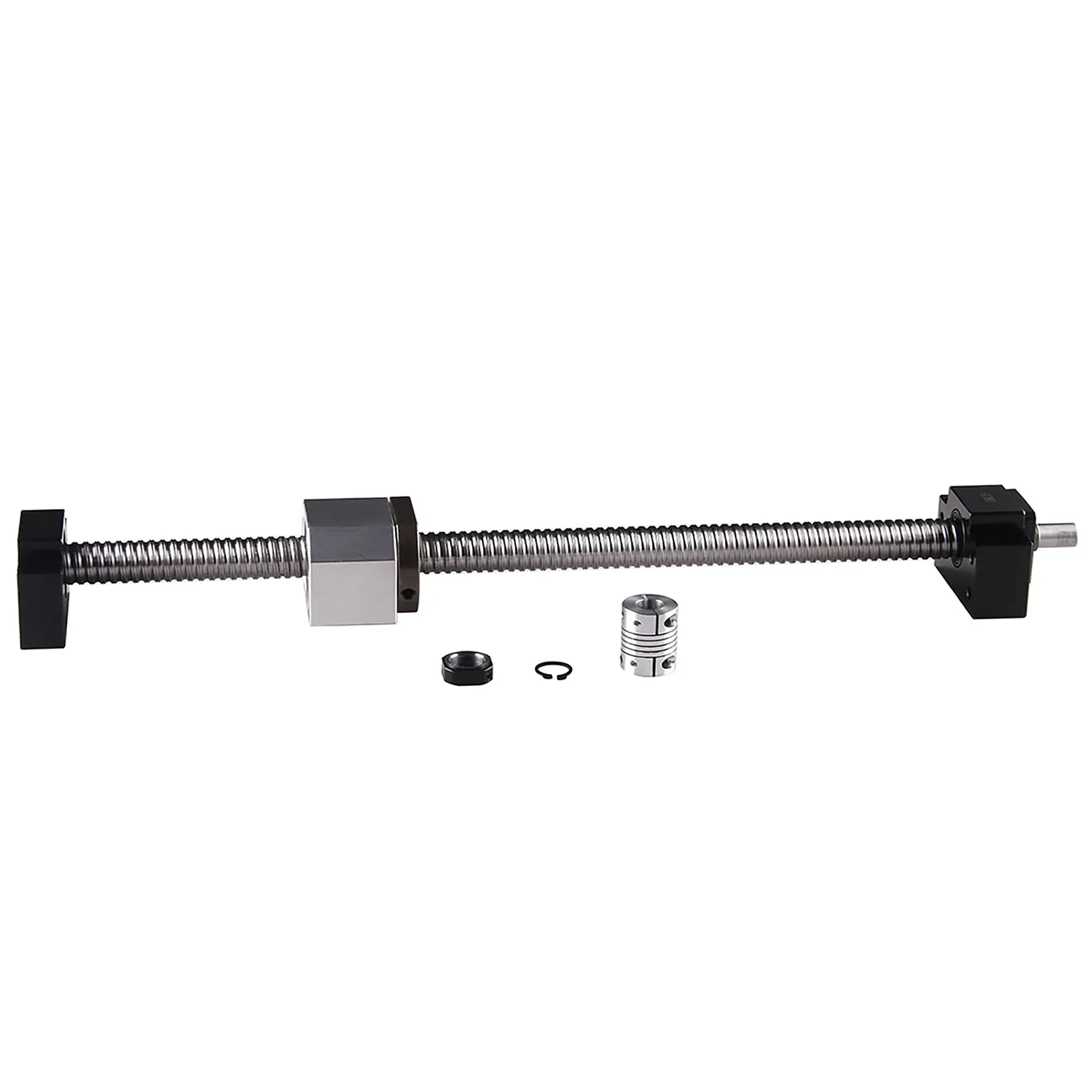 SFU2005 Husillo circular de 800 mm, de acero inoxidable, husillo circular con soporte BK15/BF15, carcasa de tuerca DSG20H y juego de embrague CNC piezas