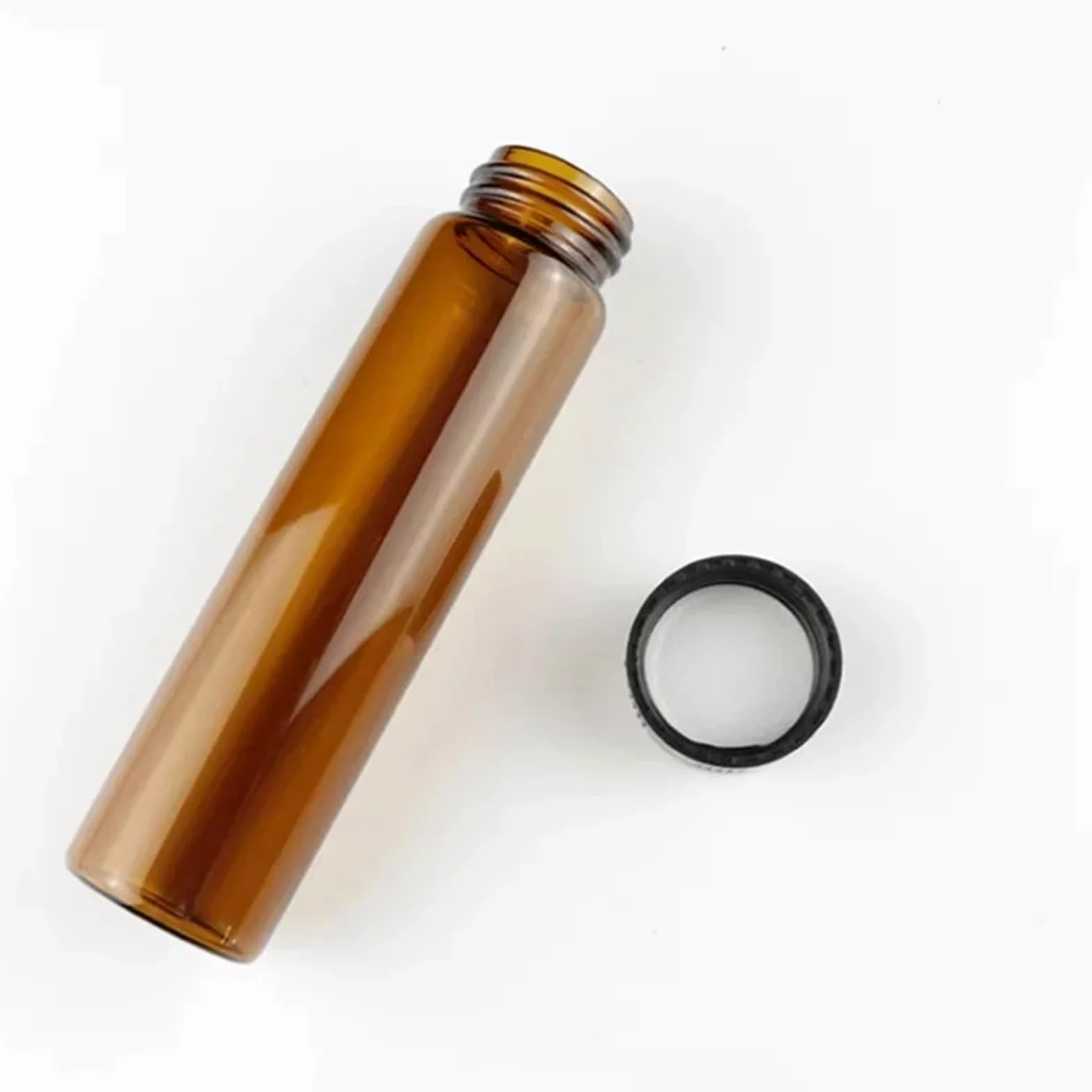 Matraz aforado de borosilicato, Frasco de muestra de vidrio transparente/marrón de 3 ml a 50 ml, viales de reactivo con tapón de rosca de plástico y almohadilla de PE, matraz pequeño de laboratorio fo