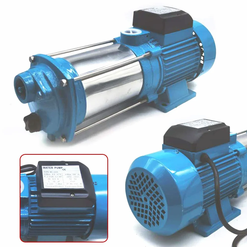 Bomba centrífuga Wulimasun, 10 bar 1" avanzada de acero inoxidable, 4000L/H, 2200 vatios, para granjas y estanques