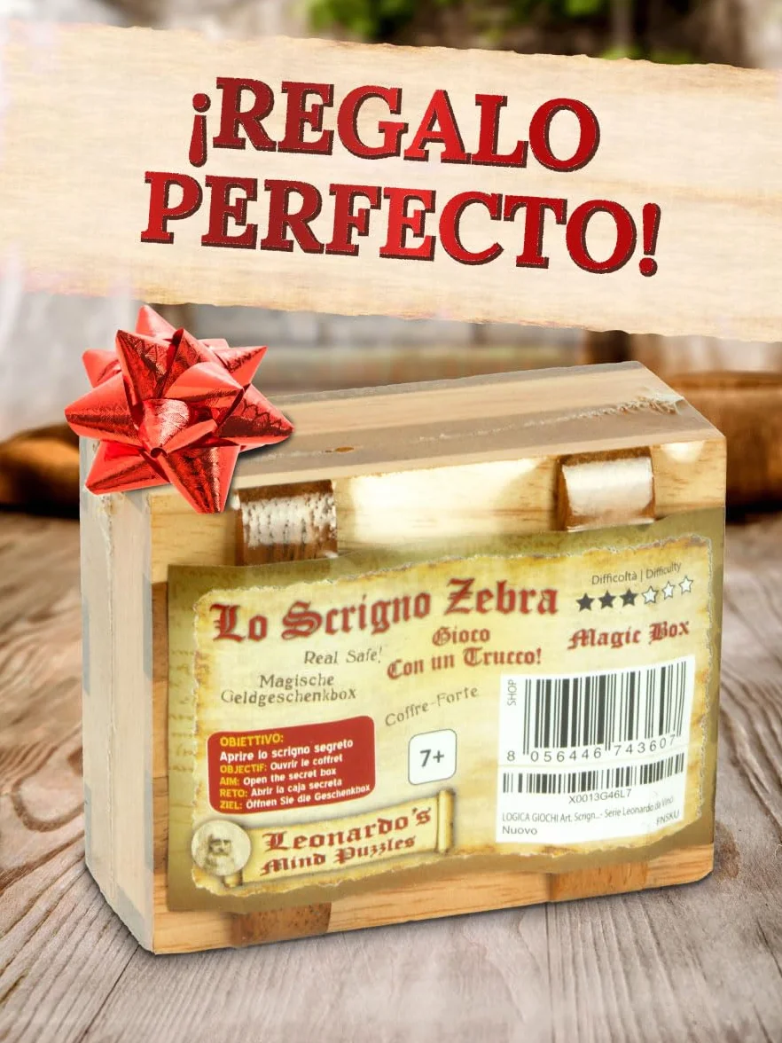 Logica Juegos Cajafuerte Cebra Rompecabezas de Madera Caja Secreta Dificultad 3/6 Dificil Leonardo da Vinci