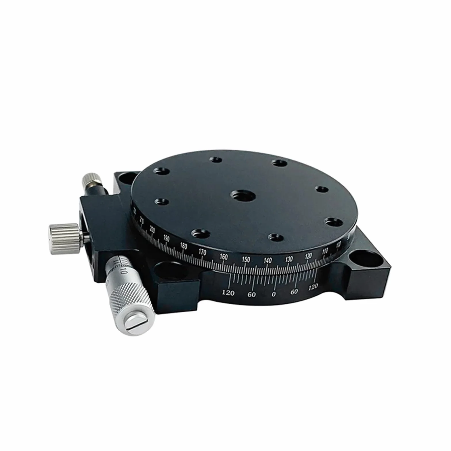Eje Etapa Lineal giratoria Eje R 125MM Manual 360 Grados Mesa Deslizante giratoria micrómetro precisión Desplazamiento ángulo Ajuste Plataforma óptica 125-L
